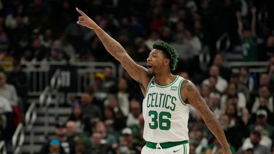 Marcus Smart is ready for the playoffs to wipe away some regular season struggles: 'I can't wait ... that's all going to change now' taken at The Auerbach Center (Celtics)